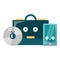 Briefcase and samrtphone with cd rom vector illustration