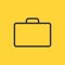 Briefcase Thin Line Vector Icon. Flat icon isolated on the yellow background. Vector illustration.