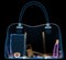 Briefcase under xray on security control. 3D illustration.