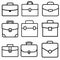 Briefcase vector icon set. portfolio illustration sign collection. Bag symbol.