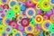 Bright abstract background of colored circles for design