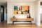 Bright And Airy Hallway With Midcentury Modern Console Table And Artwork Midcentury Modern Interior Design. Generative AI