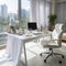 Bright and Airy Urban Home Office with Cityscape View. Generative AI
