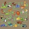 Bright alphabet with cute cartoon animals. Cartoon letters and animals leopard, bear, dog, lion