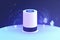 Bright animation of smart home air purifier absorbs air particles. Fresh air