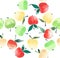 Bright apples circle pattern seamless watercolor hand sketch