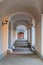 Bright archway house with illumination on Hradcany in Prague