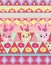 Bright attractive colorful bunny rabbit face repeating pattern design illustration 2021