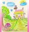 Bright attractive colorful cartoon house illustration 2020