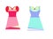 Bright attractive colorful red blue simple dresses design illustration 2022