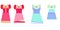 Bright attractive colorful red blue simple dresses design illustration 2022