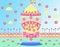 Bright attractive cute happy colorful playground carnival entrance with flowers fantasy children`s art illustration 2021