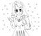 Bright attractive cute happy smiling young girl anime style coloring page illustration 2021