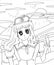 Bright attractive long haired young girl shoujo anime manga style children`s coloring page 2021