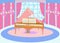 Bright attractive pink grand piano in a hall color illustration 2021
