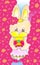 Bright attractive sweet colorful girl bunny rabbit cartoon surrounded by flowers 2021
