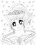 Bright attractive young girl shoujo anime manga style in gown with tiara coloring page illustration 2021