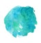 Bright azure watercolor hand-painted smear, minimalistic illustration of blue spot