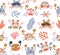 Bright baby fabric design with crabs and sea plants. Sea repeated print for kids design. Vector seamless pattern