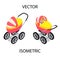 Bright baby stroller for summer walks.