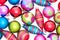 Bright background of assorted Christmas ornaments