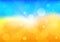 Bright background with the blue sky and yellow sun. Summer colorful illustration. Paradise