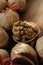 bright background. walnuts on a wooden table, beautiful walnut texture. healthy food