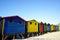 Bright beach changing rooms at Muizenberg, Cape Town