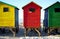 Bright beach changing rooms at Muizenberg, Cape Town