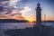 Bright beautiful colorful sunset, Lighthouse in Saint Tropez, Fr