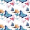 Bright beautiful sophisticated wonderful tender gentle spring tropical colorful butterflies with tropical yellow flowers pattern w