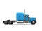 Bright blue 18 wheeler truck - no trailer - side view