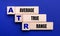 On a bright blue background, light wooden blocks and cubes with the text ATR Average True Range