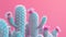 Bright blue cactus plants against a pink background.