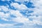 Bright blue cloudy sky background texture