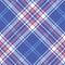 Bright blue, coral, white plaid vector pattern. Seamless tartan check plaid.