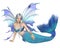 Bright Blue Fantasy Mermaid Fairy, Reclining