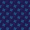 Bright blue four-leaf clower votanic seamless pattern in doodle style. Navy blue background