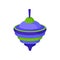 Bright blue-green plastic whirligig, Traditional spinning top. Children toy. Kids leisure theme. Flat vector icon