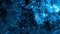 Bright and blue particles floating on a smoky nebulous dark background