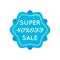 Bright blue retro super sale badge sign on white