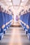 Bright blue seats in an empty train in Germany