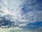 Bright blue sky with white cloud patches at morning