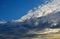 Bright blue sky with white clouds in sunset, Norfolk, United Kingdom