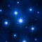 Bright blue star cluster, nebula. Shiny galaxy. Night starry sky. Glowing blue stars and galaxies in depths of space. Background