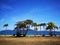 Bright blue sunny sky above with beautiful ocean view.