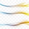 Bright blue to yellow swoosh abstract lines set