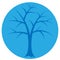 Bright blue tree silhouette sticker, vector illustration