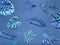 Bright blue tropical paper leaves.