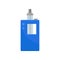 Bright blue vaporizer with small buttons and glass tank. Modern smoking device. Equipment for vaping. Flat vector icon